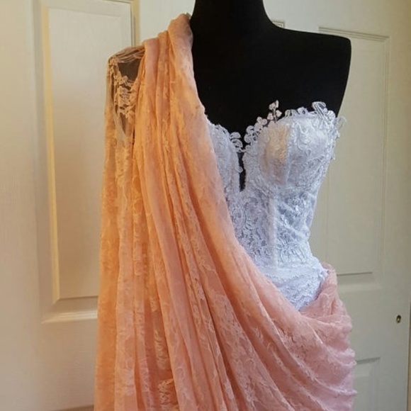 Bollywood Glam White Lace Corset Wedding Saree